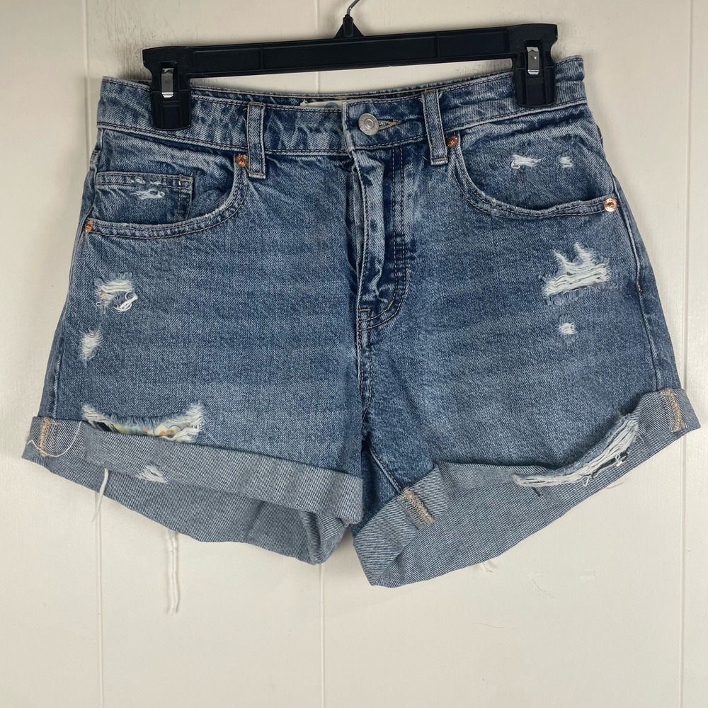 We The Free Twenty Four‎ Denim Distressed Cuffed Shorts Womens Size 24 Blue